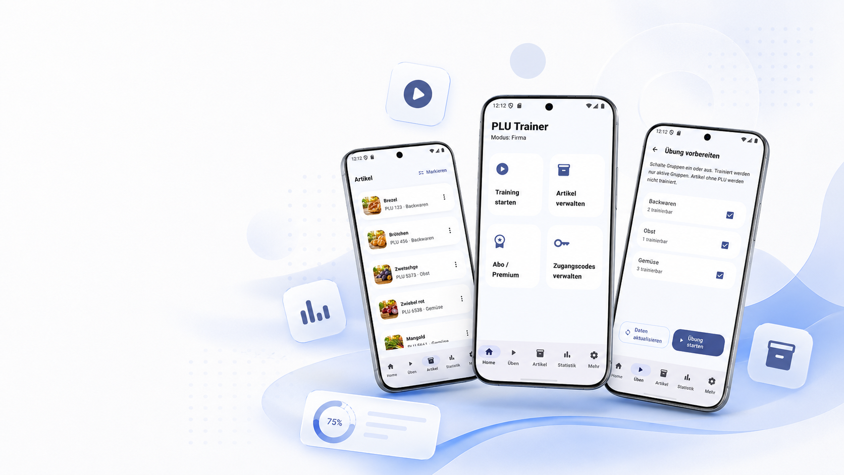 PLU Trainer Funktionen auf Smartphones