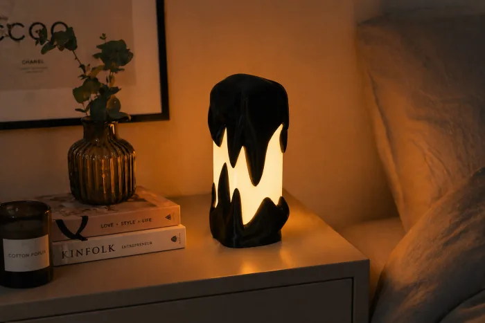 SlimeFlow RGB Designlampe – Organische 3D Druck Leuchte mit fließenden Lichtanimationen