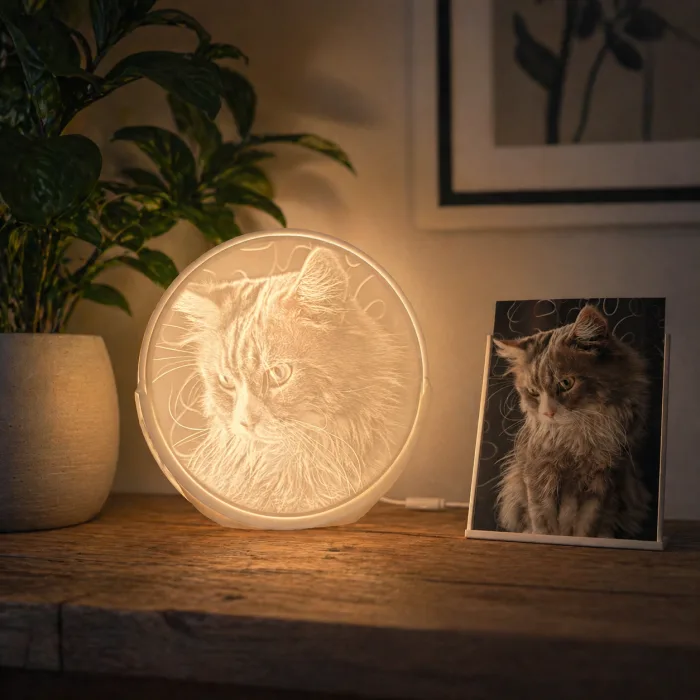 3D Foto Lampe – personalisierter Bilderrahmen (rund)