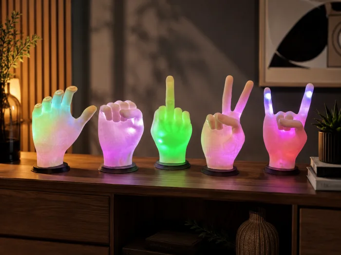 RGB Handlampe Peace Sign – Moderne Deko Lampe für Schreibtisch &amp; Wohnzimmer