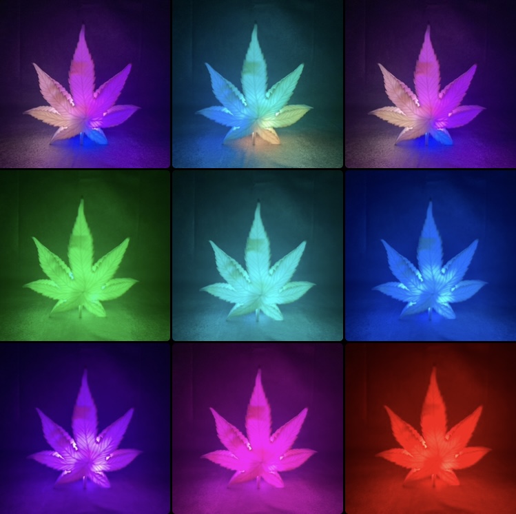 LED Hanfblatt Lampe 🌿 – USB-C Designleuchte mit RGB Effekten und Mikrocontroller