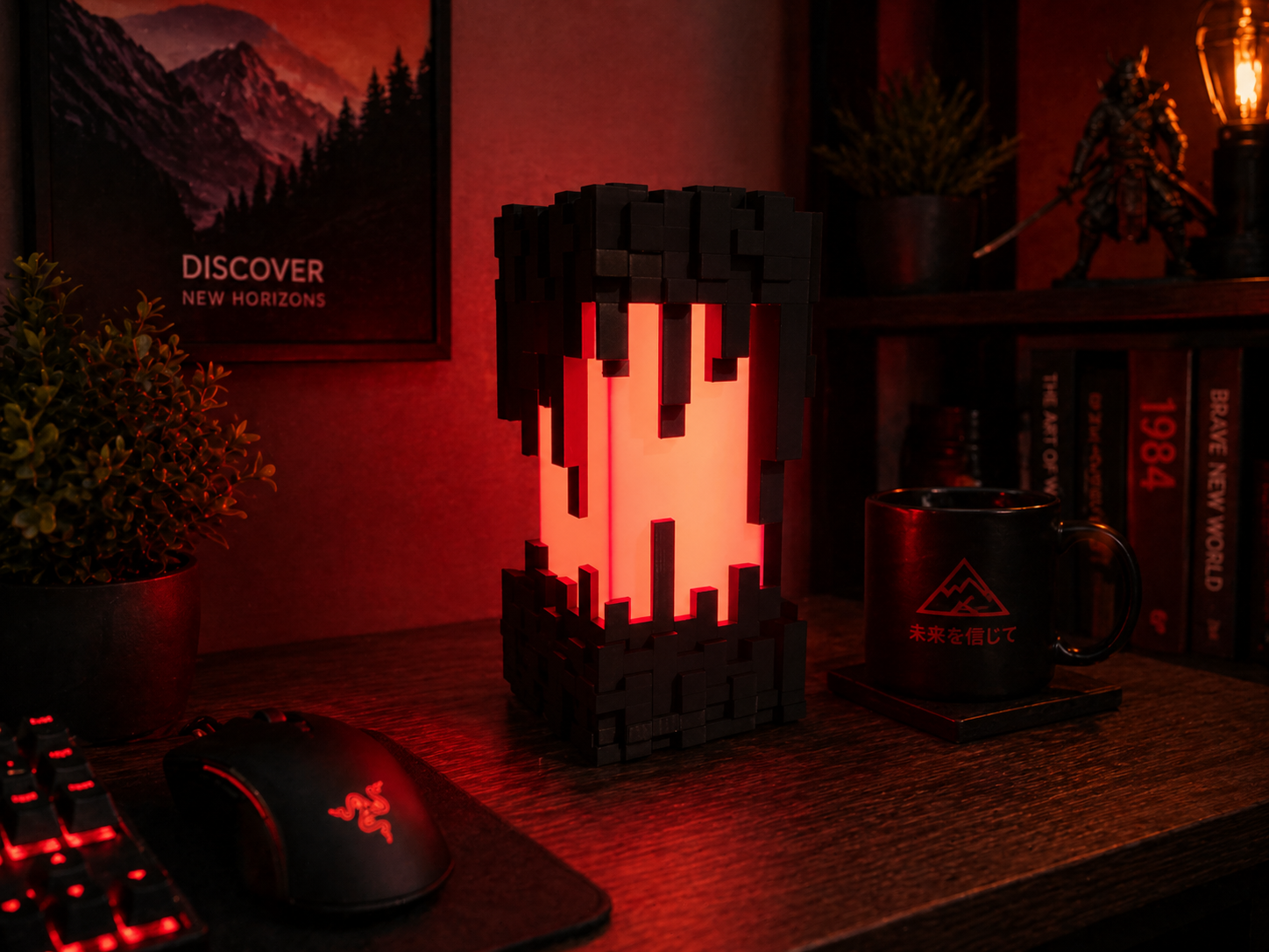 PixelBlock RGB Designlampe – 3D Druck Unikat mit dynamischen Lichteffekten