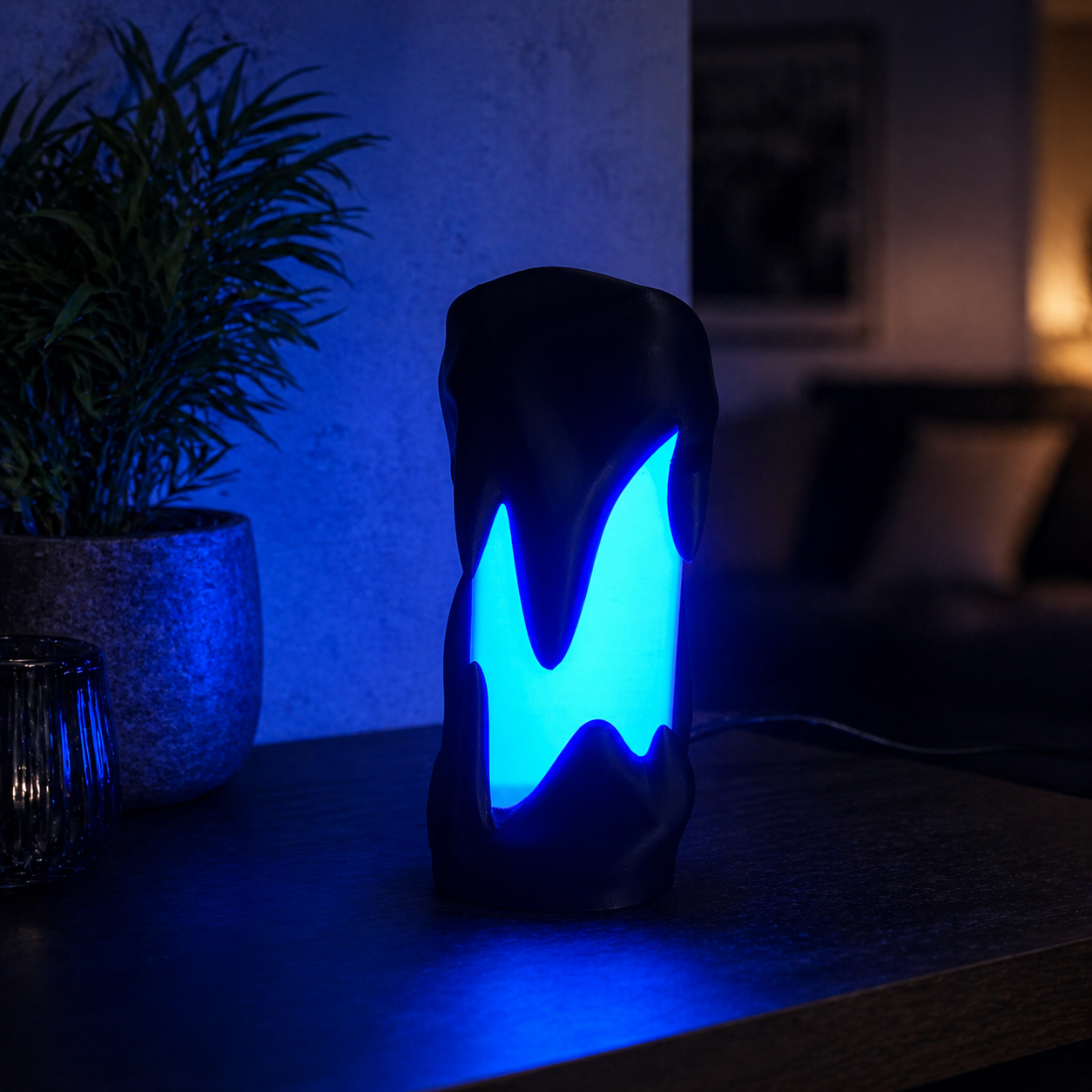 SlimeFlow RGB Designlampe – Organische 3D Druck Leuchte mit fließenden Lichtanimationen