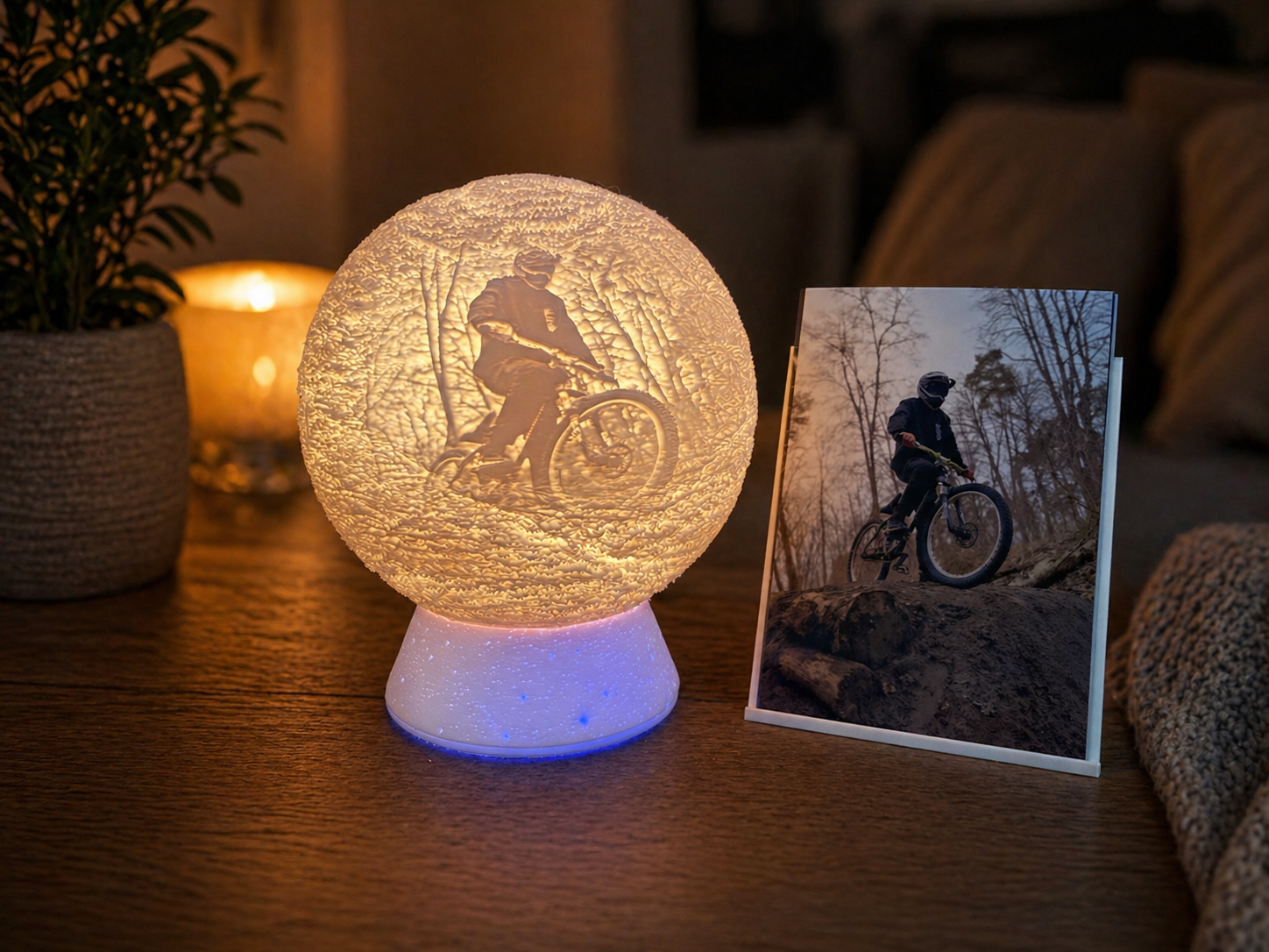 Personalisierte 3D Fotolampe Kugel LED – Lithophane Lichtkugel mit Farbwechsel, eigenes Foto mit Hintergrund, personalisierte Lampe Geschenkidee