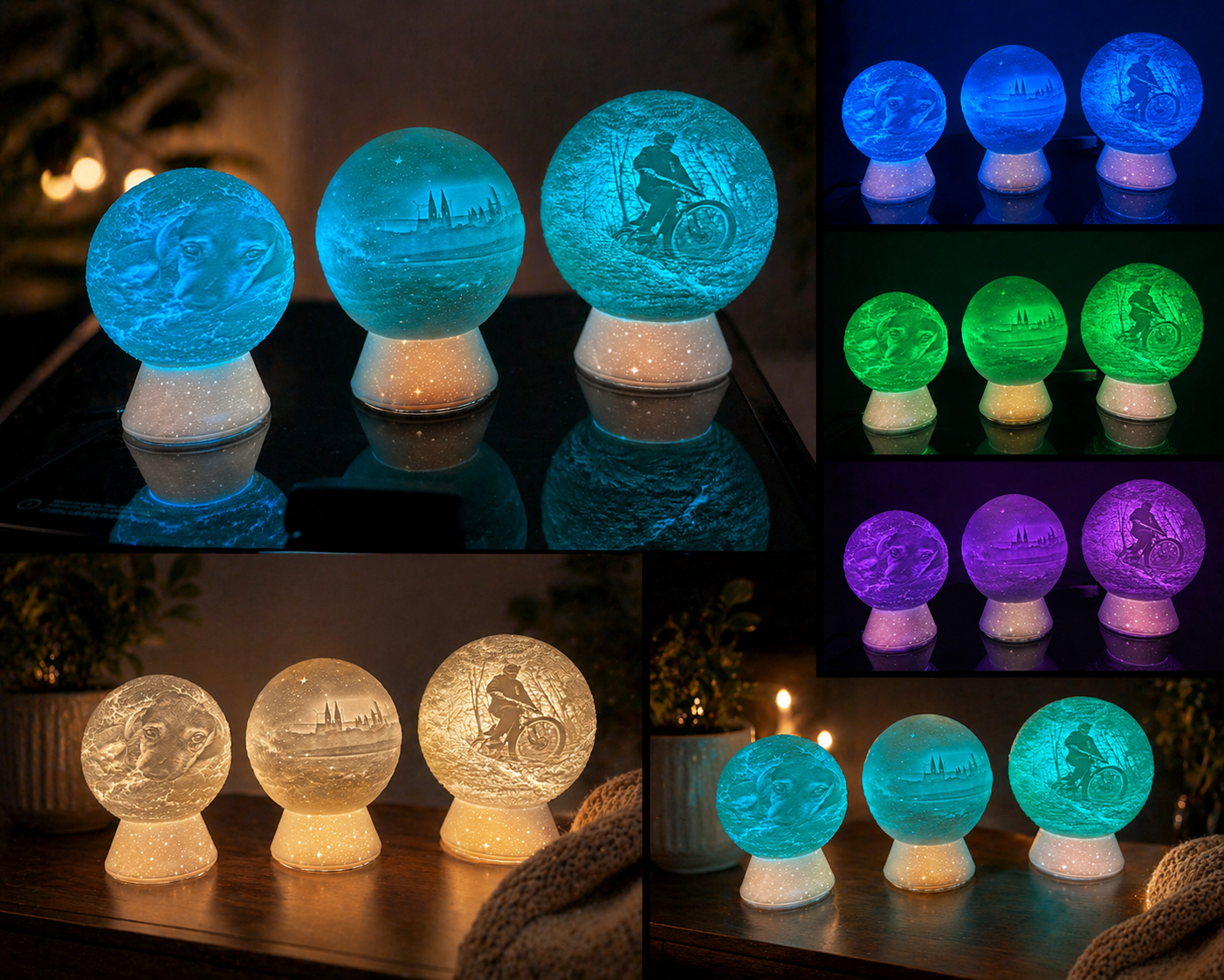 Personalisierte 3D Fotolampe Kugel LED – Lithophane Lichtkugel mit Farbwechsel, eigenes Foto mit Hintergrund, personalisierte Lampe Geschenkidee