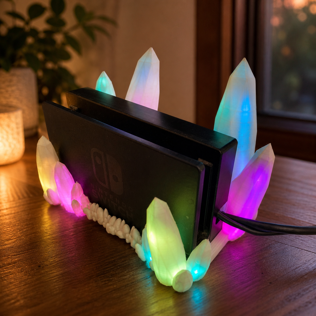 🎮✨ Nintendo Switch Kristall Dock Lampe – Magisches Gaming-Display mit LED-Show!