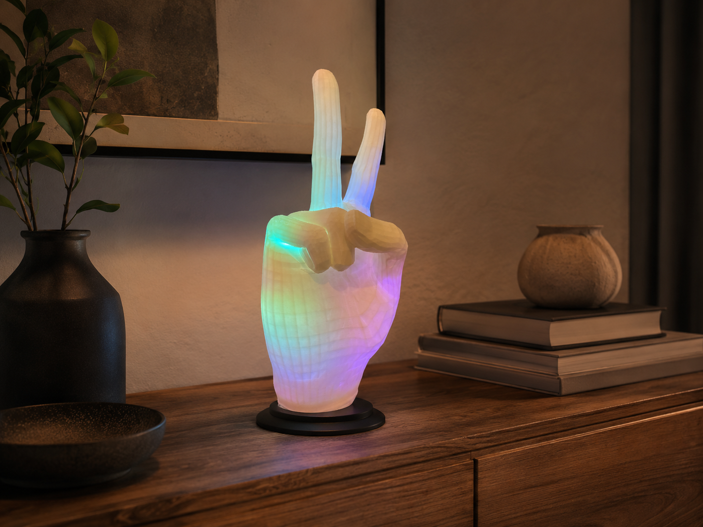 RGB Handlampe Peace Sign – Moderne Deko Lampe für Schreibtisch &amp; Wohnzimmer