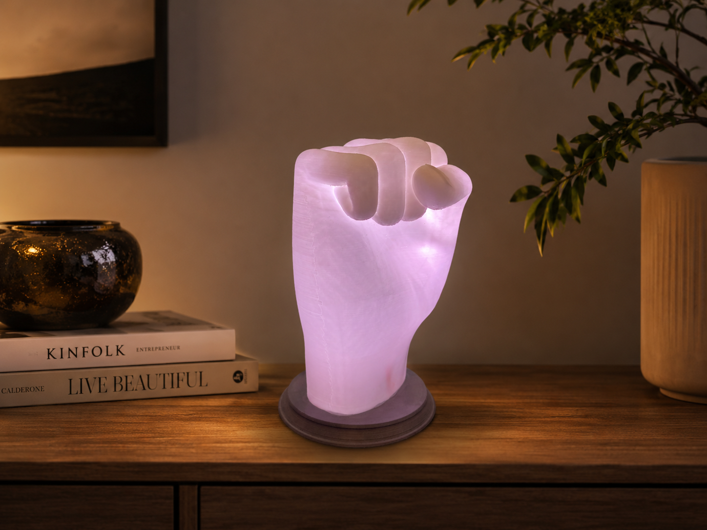 Faust LED Deko Lampe – Moderne Handlampe für Schreibtisch und Regal
