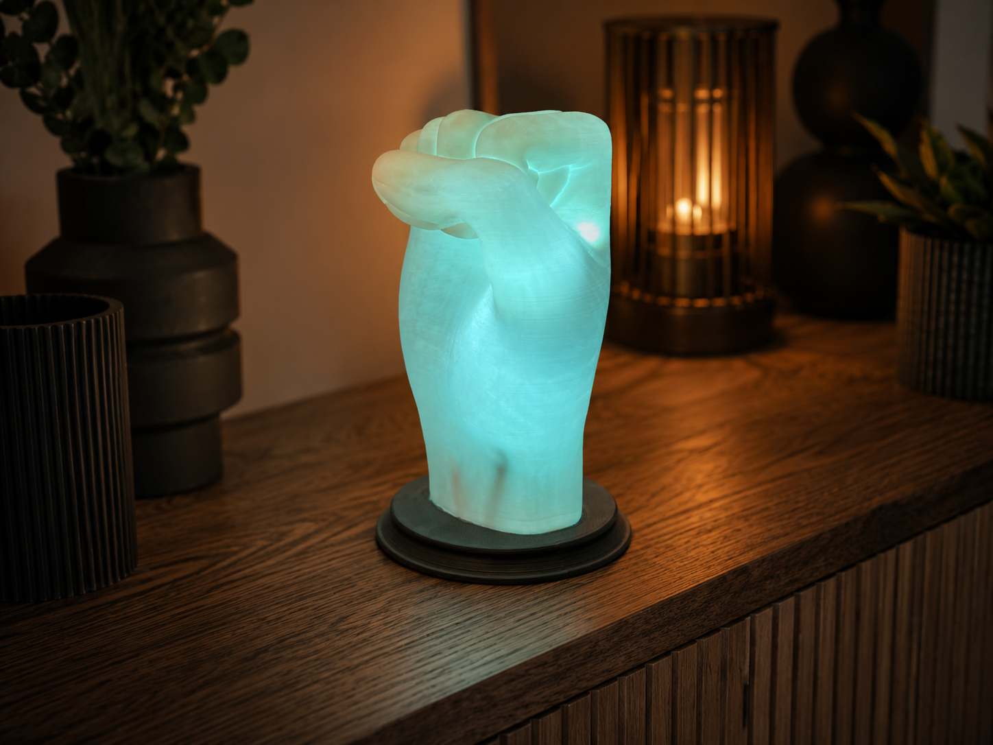 Faust LED Deko Lampe – Moderne Handlampe für Schreibtisch &amp; Regal