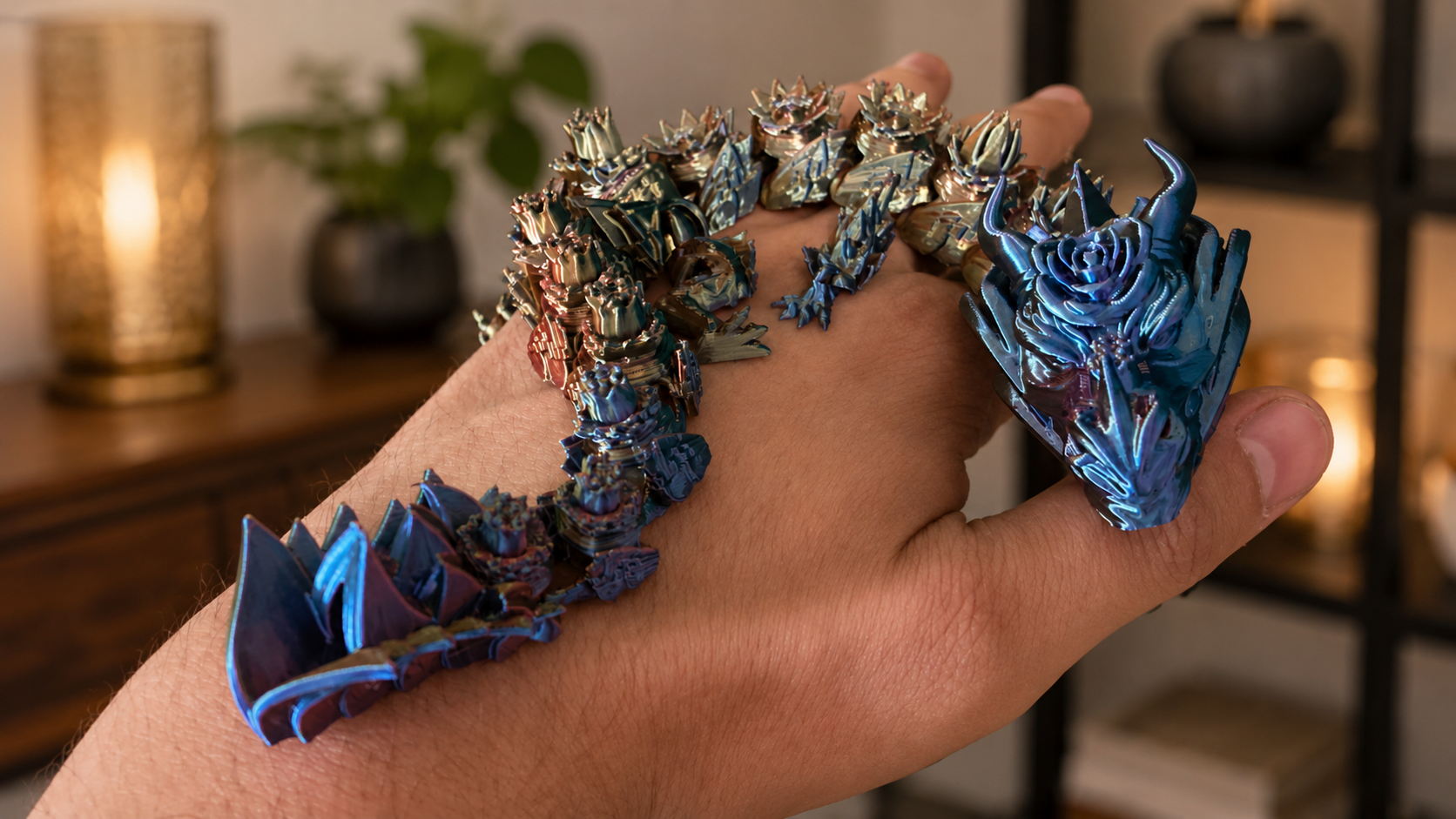 Flexi Flower Dragon XXL – beweglicher 3D-Blumendrache, ca. 31 cm