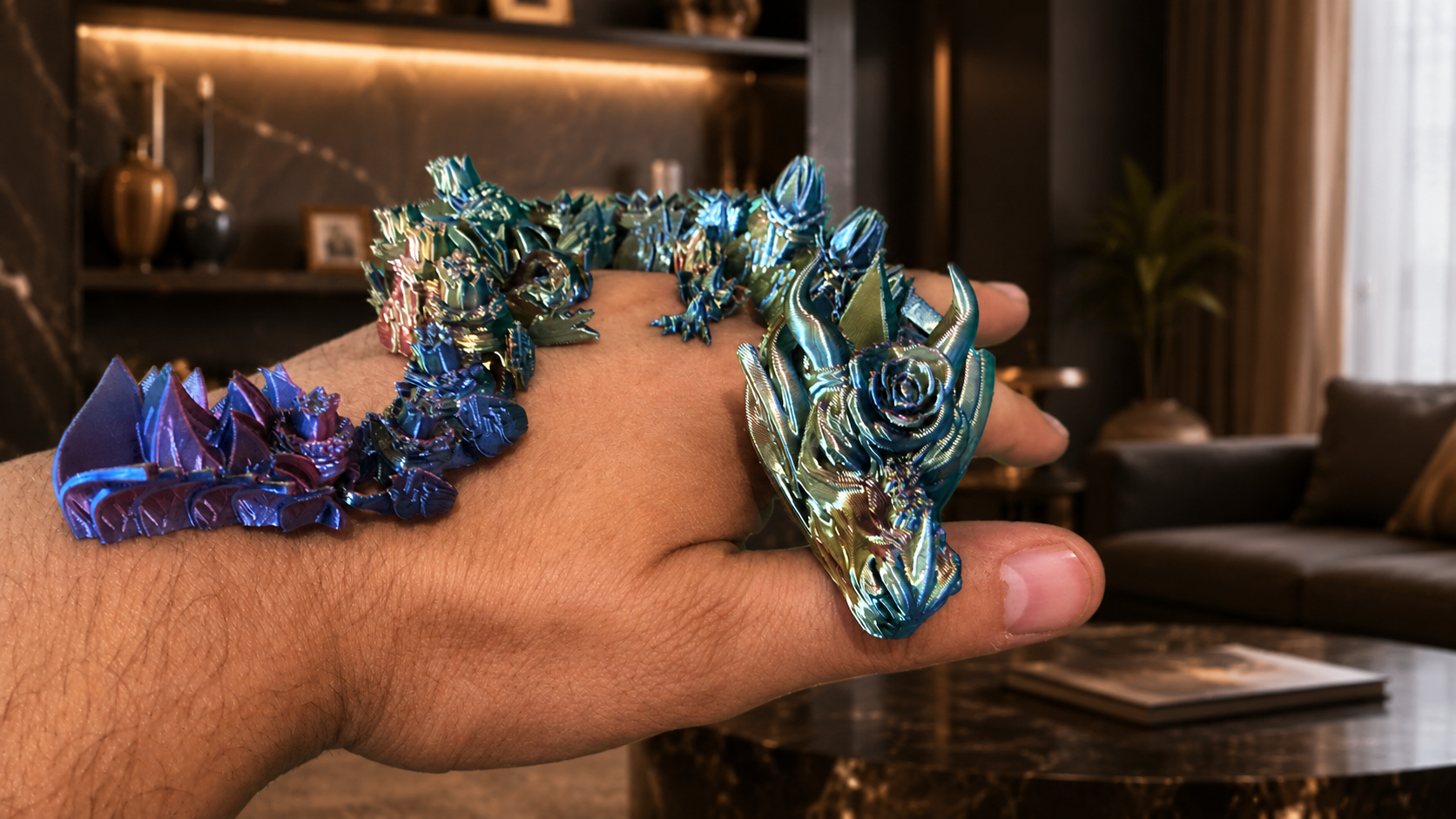 Flexi Flower Dragon XXL – beweglicher 3D-Blumendrache, ca. 31 cm