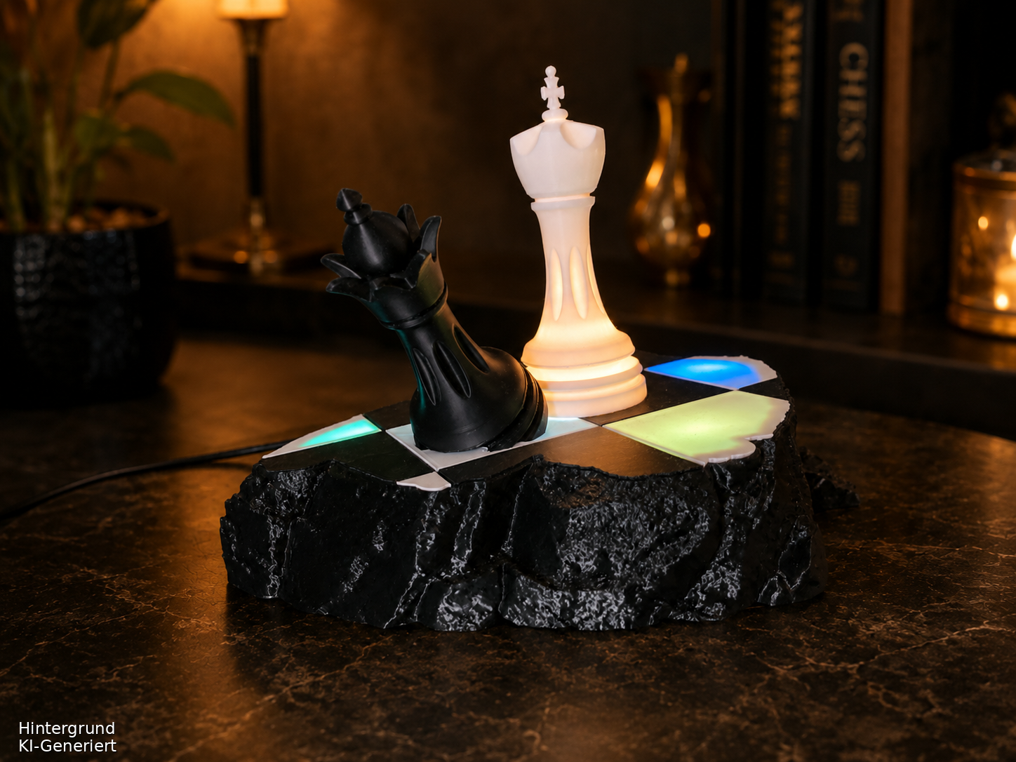 Schachmatt RGB LED Lampe – 3D-gedruckte Schach Deko mit 12 Farben und Lichteffekten